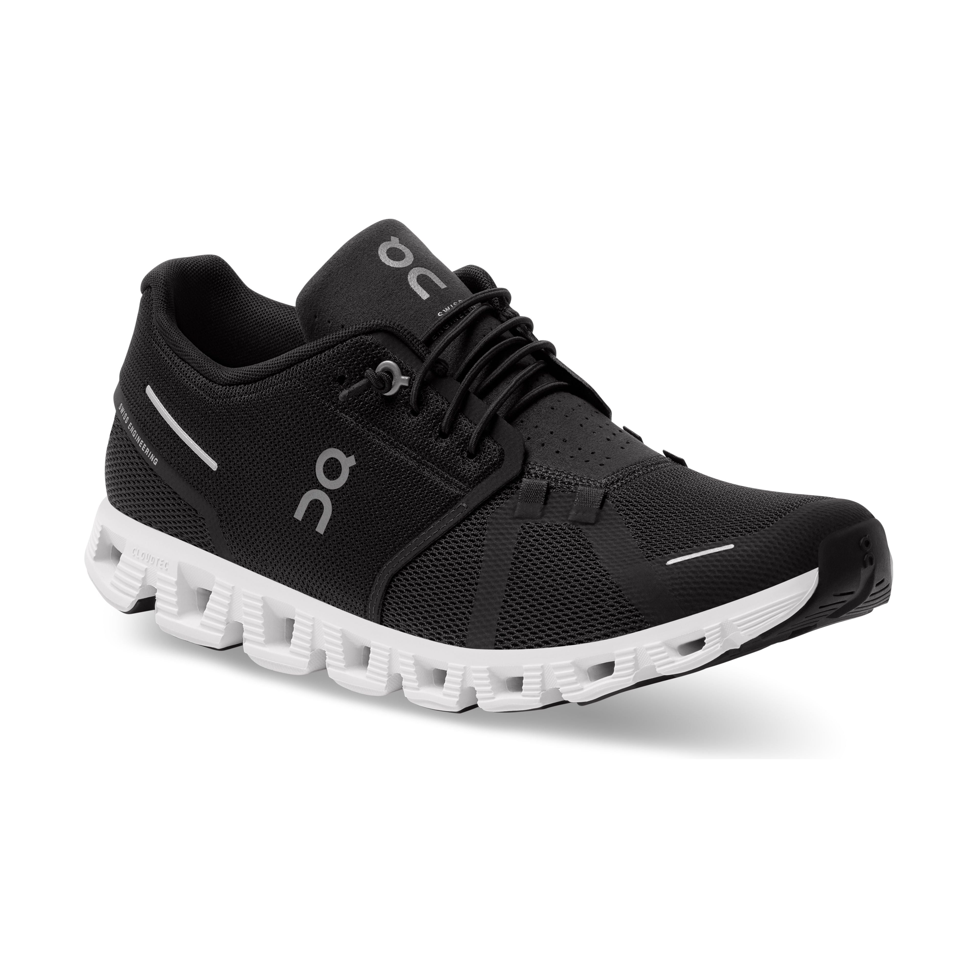 On Running Men's Cloud 5 Running Shoe in Black White  Men's Footwear