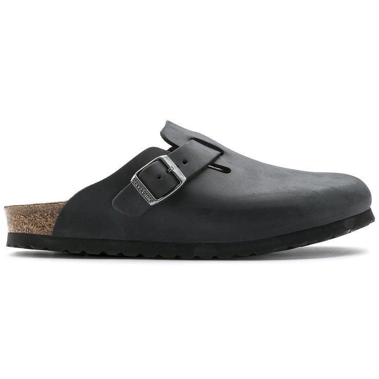 Birkenstock Boston Oiled Leather Classic Footbed Clog in Black