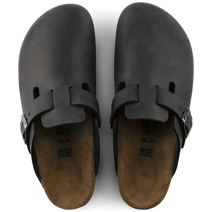 Birkenstock Boston Oiled Leather Classic Footbed Clog in Black  Men&