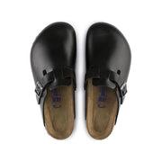 Birkenstock Boston Smooth Leather Soft Footbed Clog in Amalfi Black