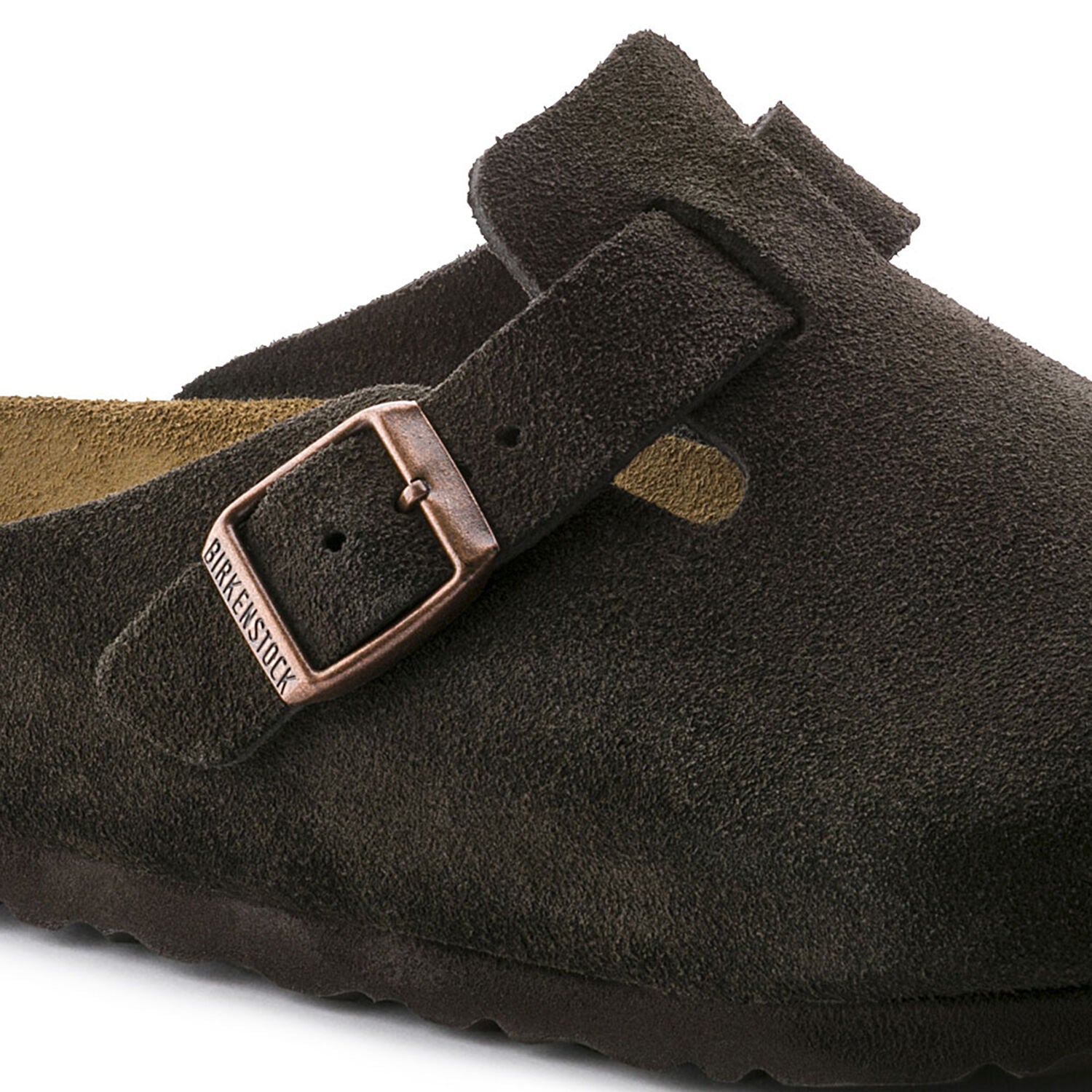 Birkenstock Boston Suede Leather Soft Footbed Clog in Mocha  Women's Footwear