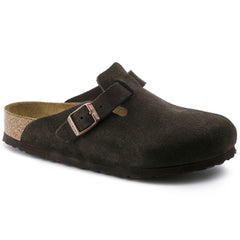 Birkenstock Boston Suede Leather Soft Footbed Clog in Mocha