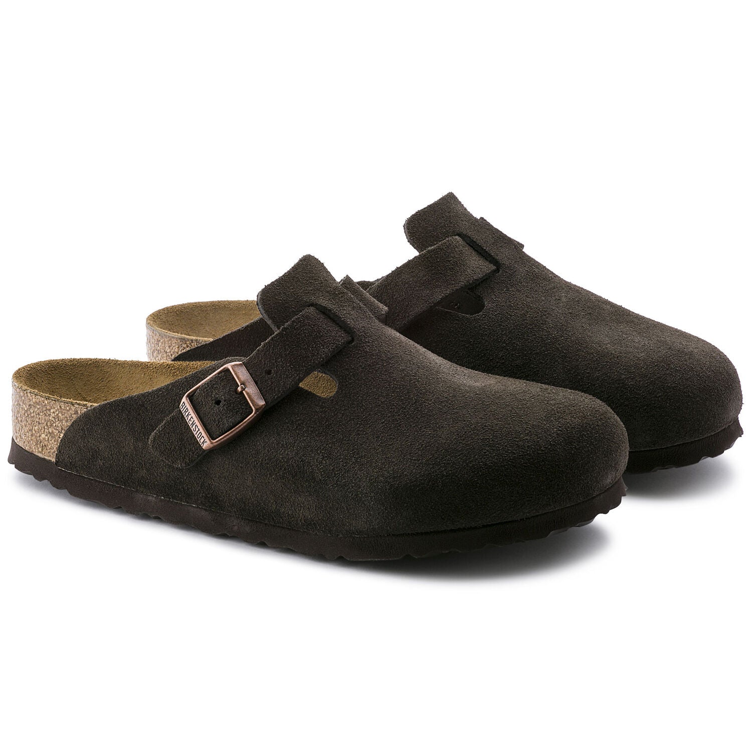 Birkenstock Boston Suede Leather Soft Footbed Clog in Mocha  Women's Footwear