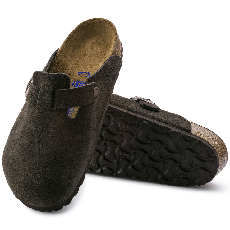 Birkenstock Boston Suede Leather Soft Footbed Clog in Mocha