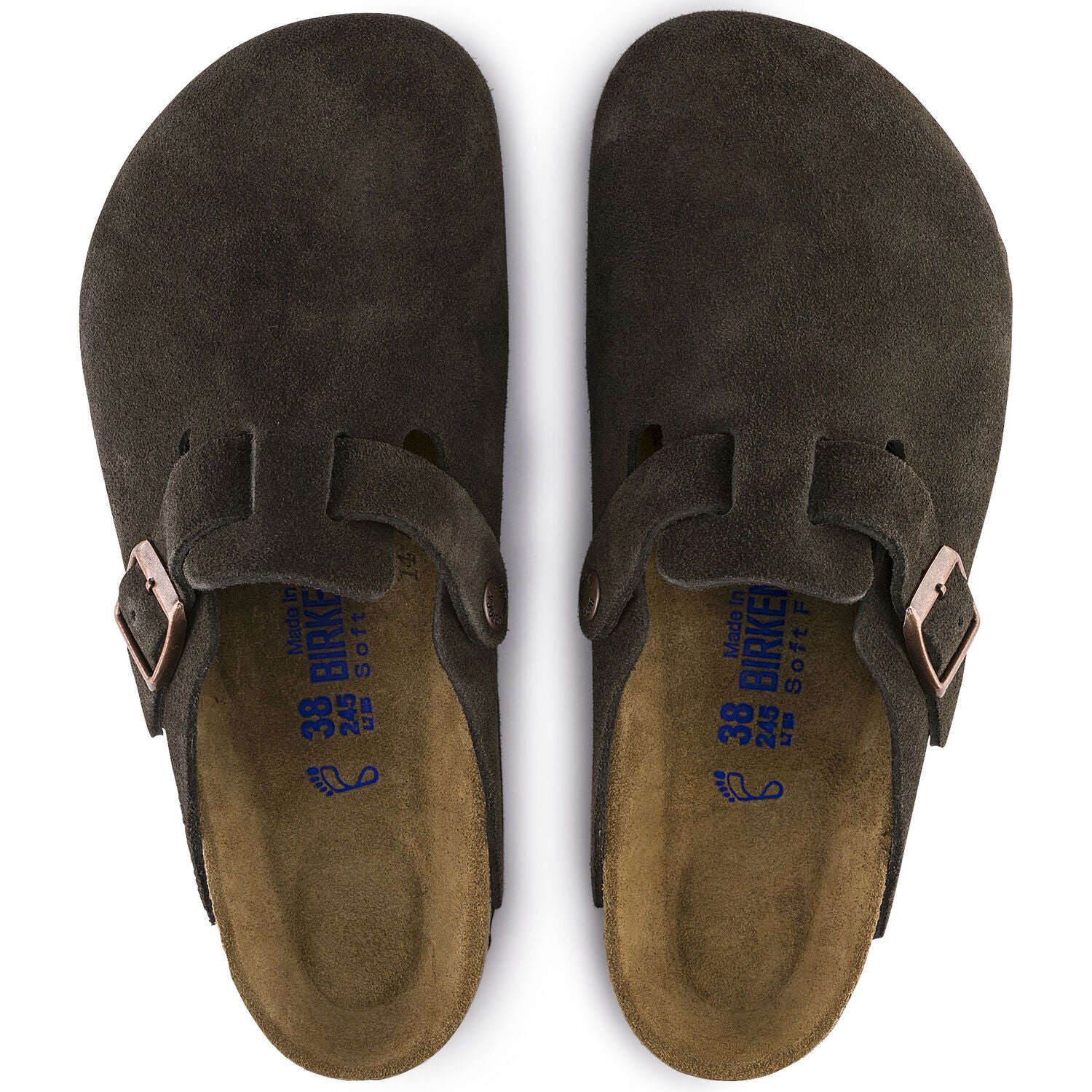 Birkenstock Boston Suede Leather Soft Footbed Clog in Mocha  Women's Footwear