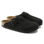 Birkenstock Boston Suede Leather Soft Footbed Clog in Black  Men's Footwear