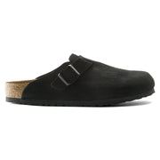 Birkenstock Boston Suede Leather Soft Footbed Clog in Black  Men's Footwear