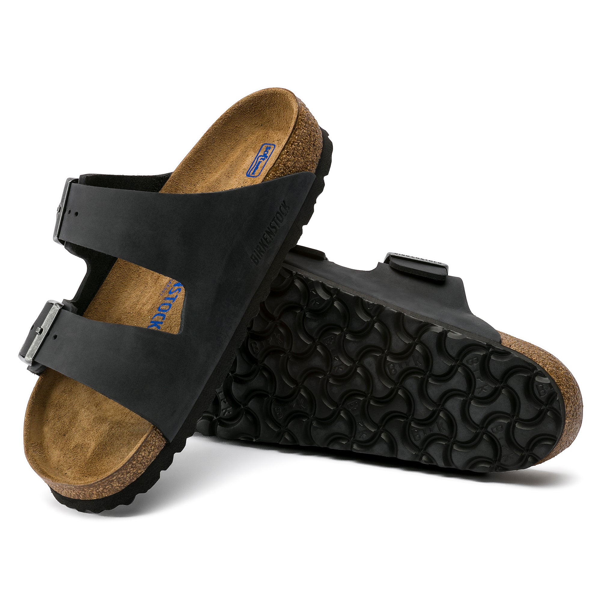 Birkenstock Arizona Oiled Leather Soft Footbed Sandal in Black  Men's Footwear