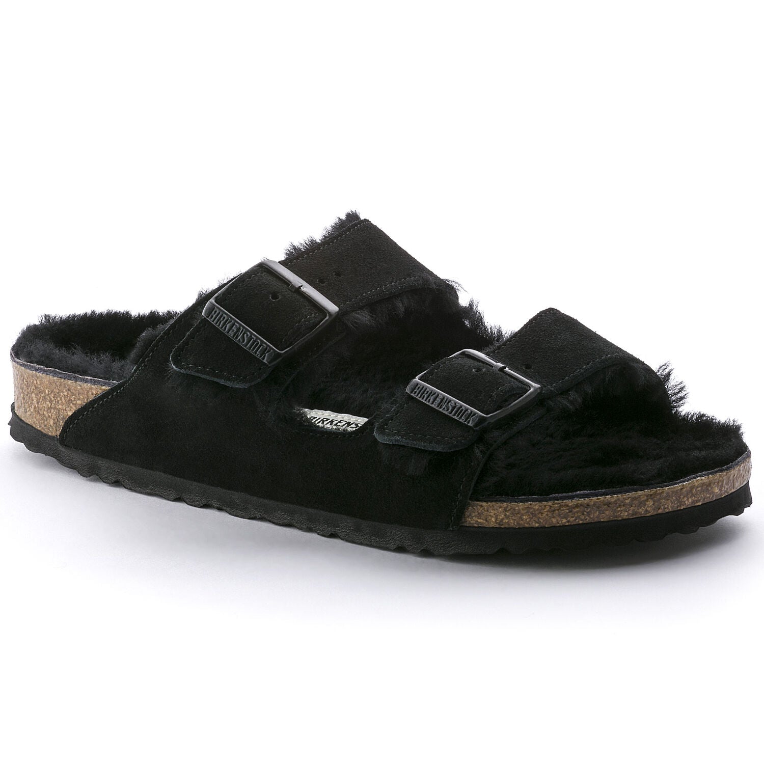 Birkenstock Arizona Shearling Suede Sandal in Black  Women's Footwear