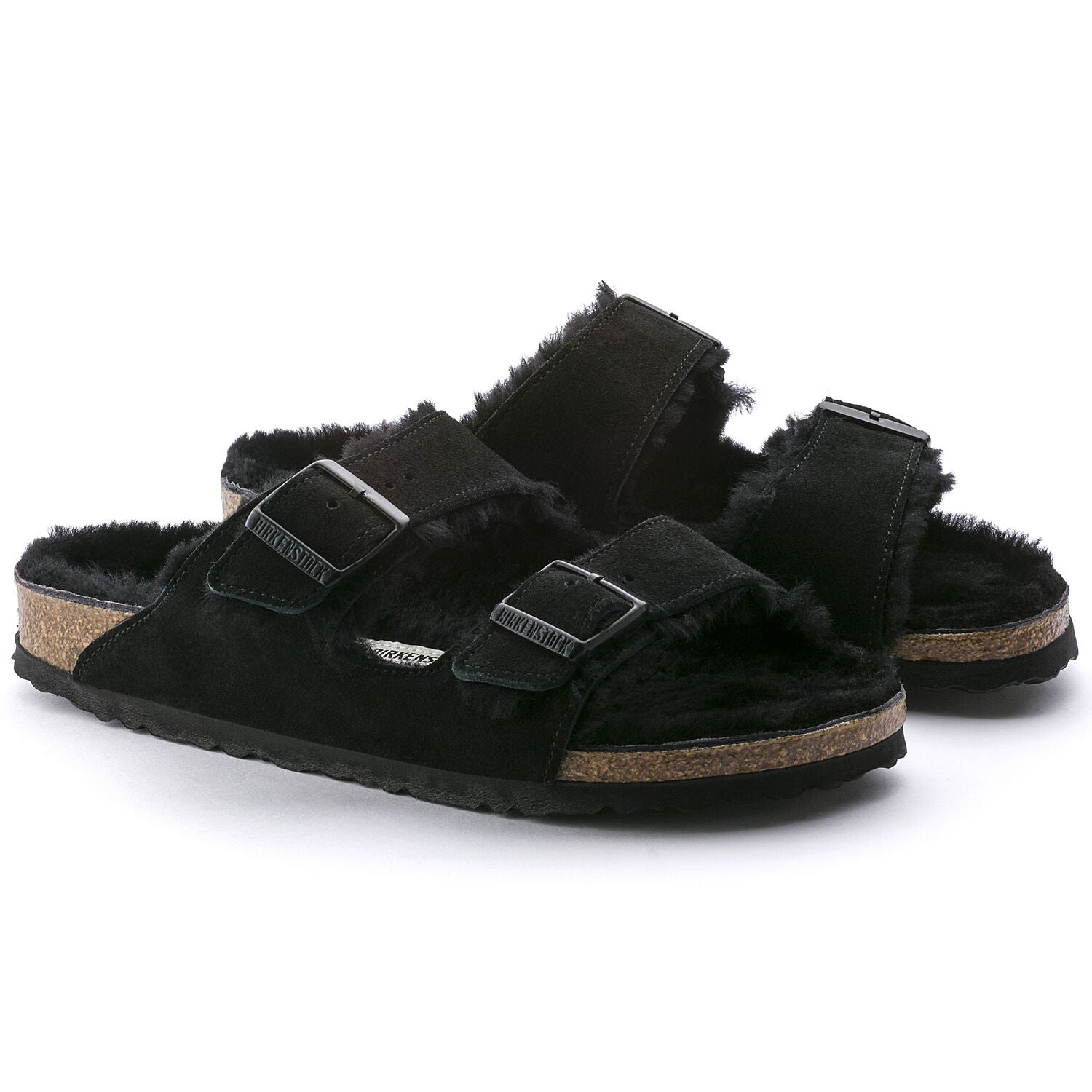 Birkenstock Arizona Shearling Suede Sandal in Black  Women's Footwear