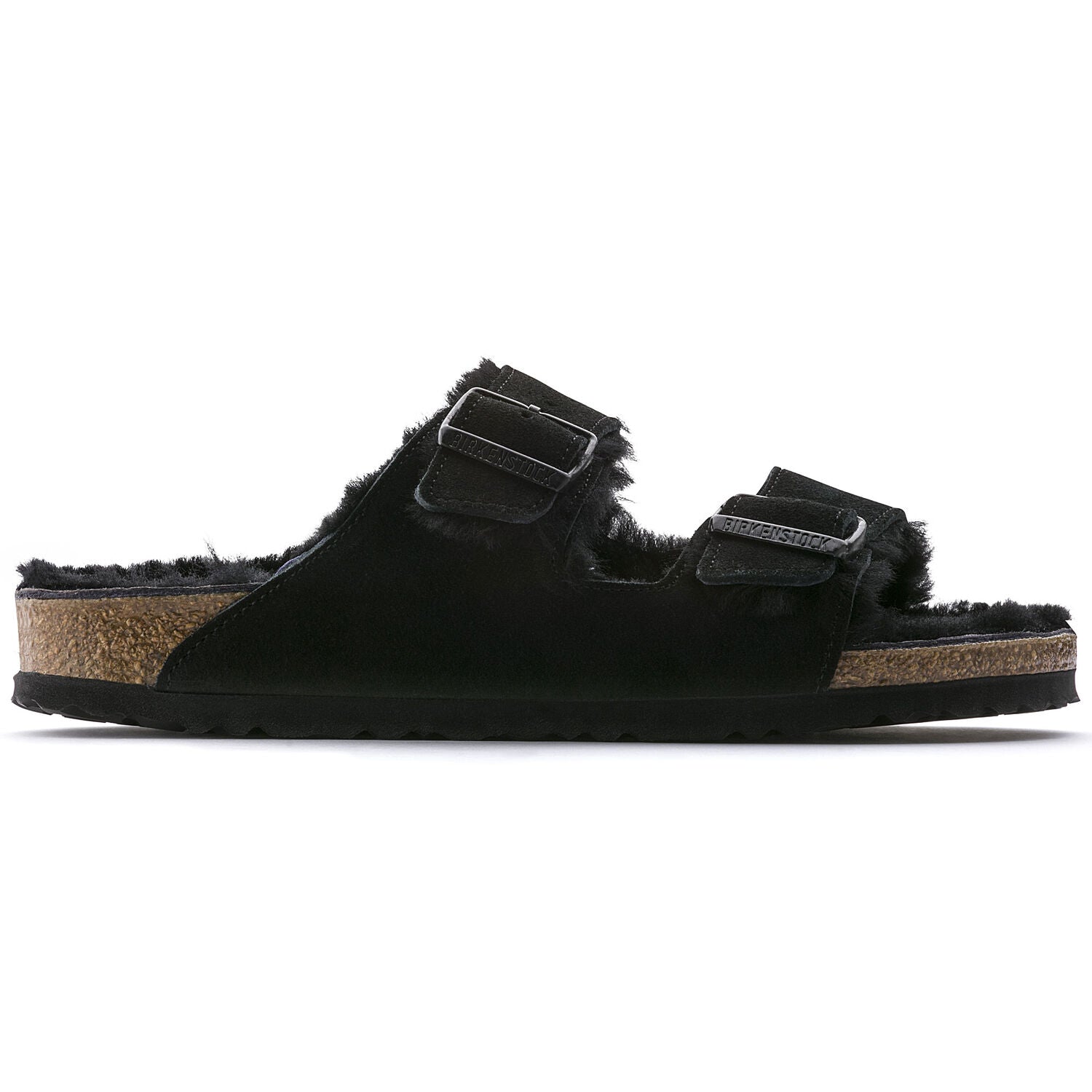 Birkenstock Arizona Shearling Suede Sandal in Black  Women's Footwear