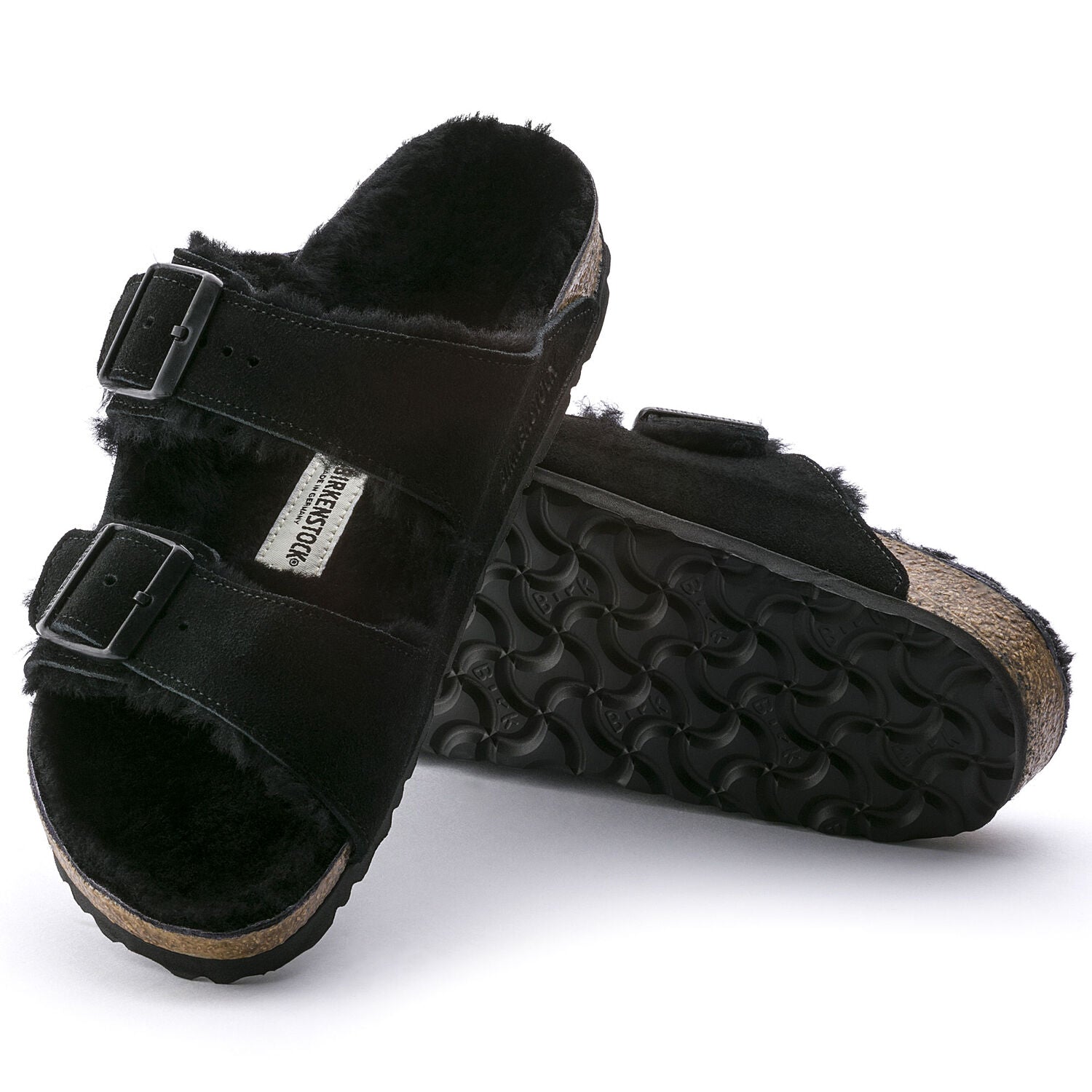 Birkenstock Arizona Shearling Suede Sandal in Black  Women's Footwear