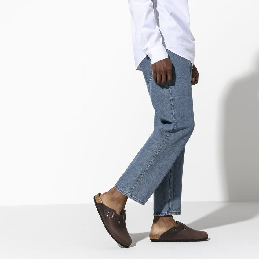 Birkenstock Boston Oiled Leather Classic Footbed Clog in Habana  Men's Footwear