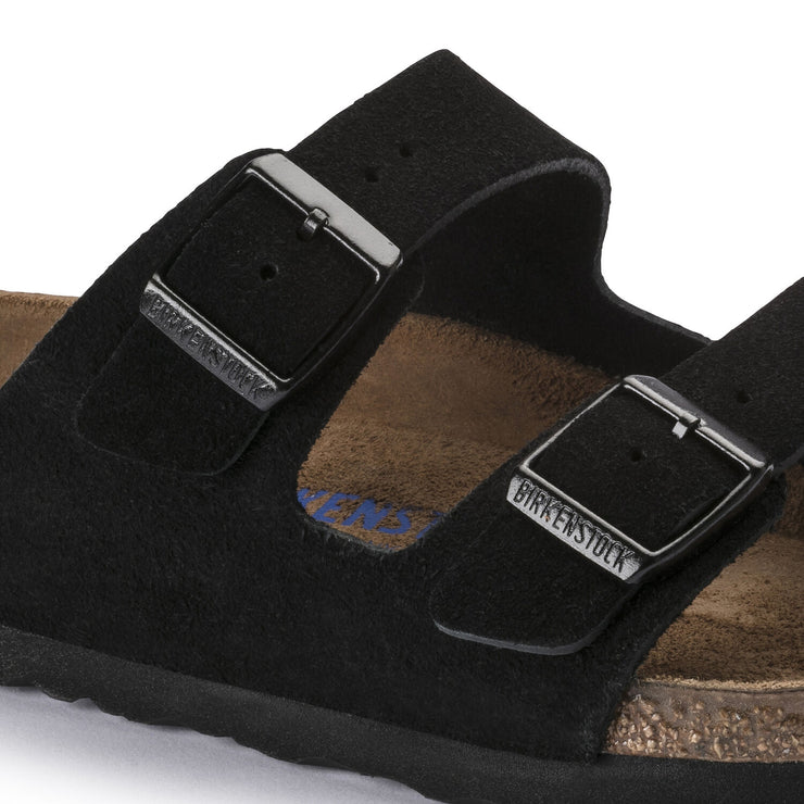 Birkenstock Arizona Suede Leather Soft Footbed Sandal in Black  Men&