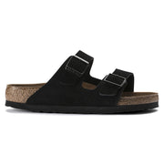 Birkenstock Arizona Suede Leather Soft Footbed Sandal in Black