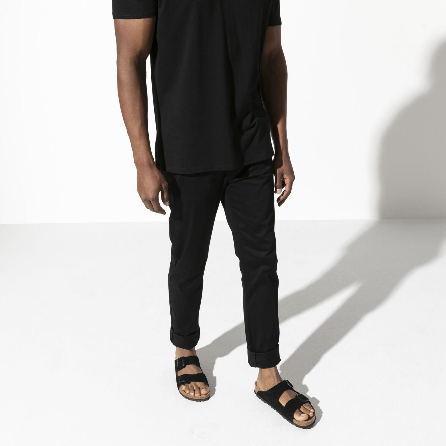 Birkenstock Arizona Suede Leather Soft Footbed Sandal in Black  Men's Footwear