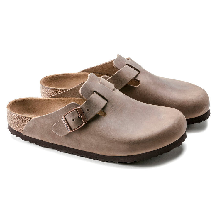 Birkenstock Boston Oiled Leather Classic Footbed Clog in Tobacco Brown  Men&