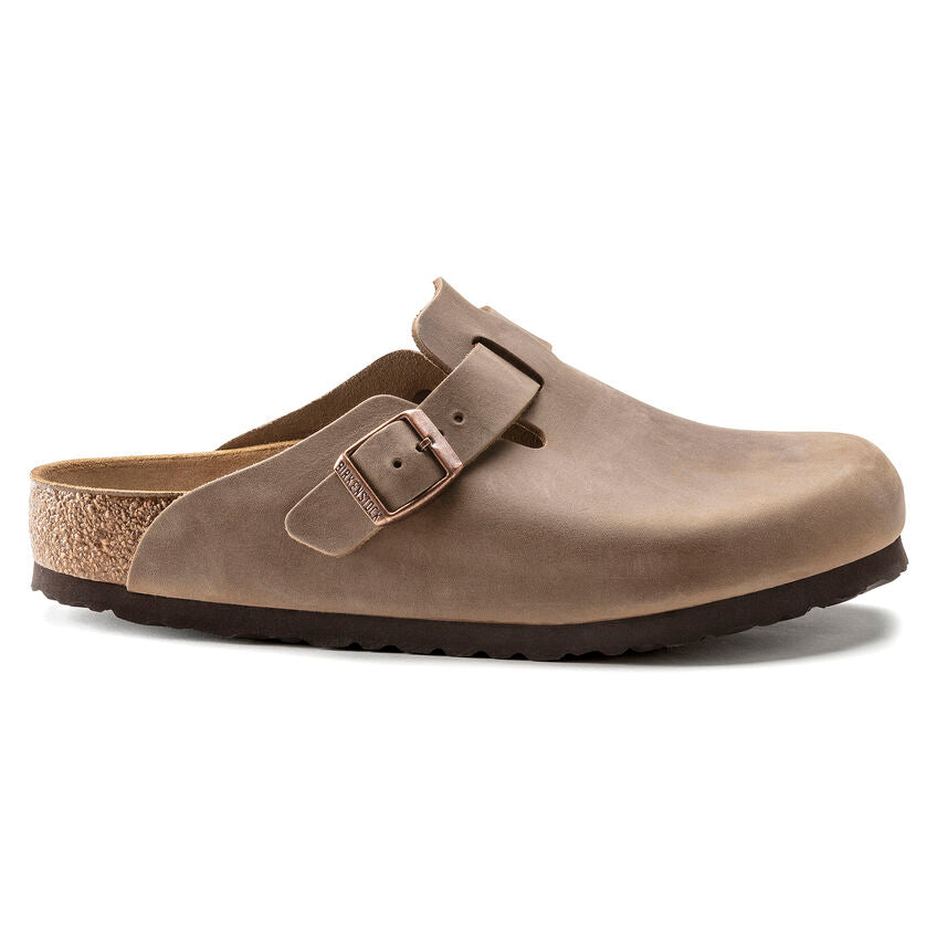 Birkenstock Boston Oiled Leather Classic Footbed Clog in Tobacco Brown  Men's Footwear