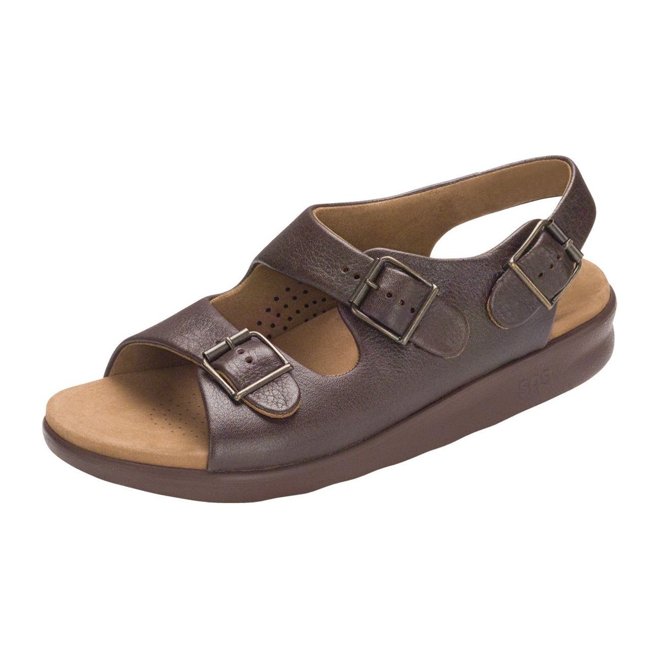 SAS Men's Bravo Heel Strap Sandal in Brown Wide  Men's Footwear