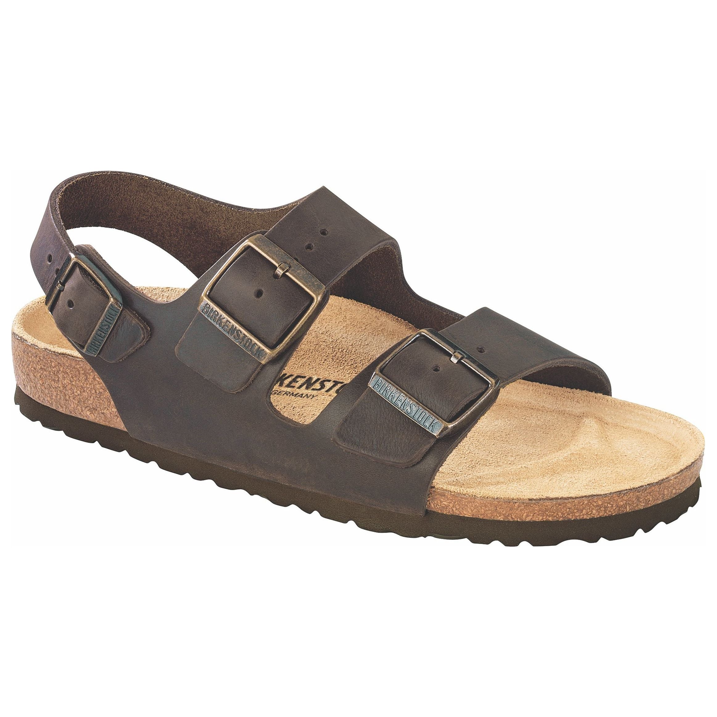 Birkenstock Milano Oiled Leather Classic Footbed Sandal in Habana  Men's Footwear