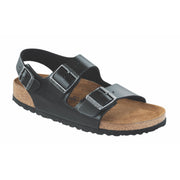 Birkenstock Milano Smooth Leather Soft Footbed Sandal in Amalfi Black  Men's Footwear