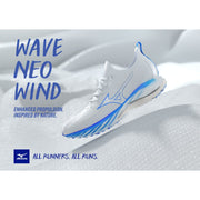 Mizuno Men's Wave Neo Wind in Undyed White Peace Blue  Footwear