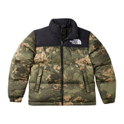 The North Face Youth 1996 Retro Nuptse Jacket in New Taupe Green Tonal Cloud Camo Print  Kid