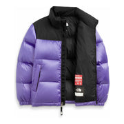 The North Face Youth Printed 1996 Retro Nuptse in Sweet Violet Metallic TNF Black