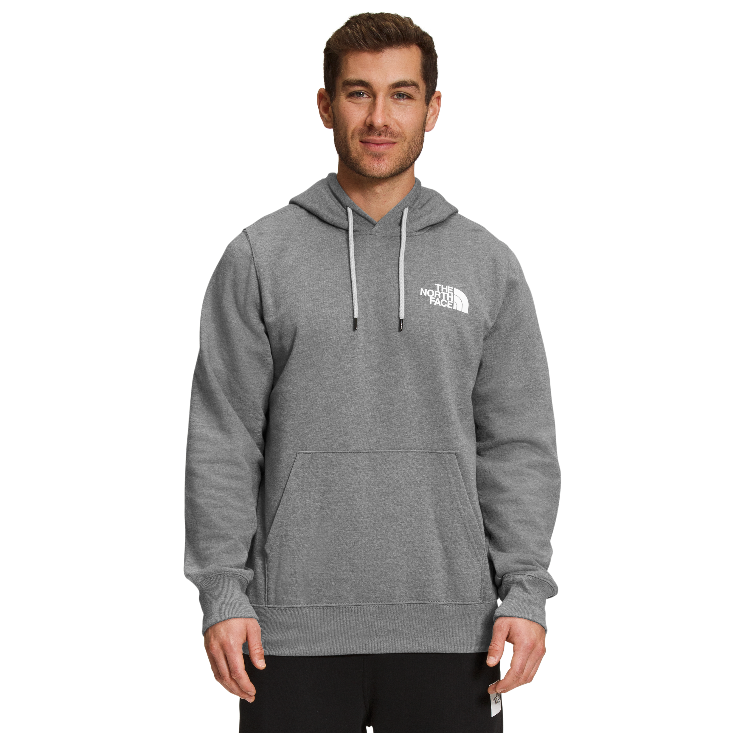 The North Face Men's Box NSE Pullover Hoodie in TNF Medium Grey Heather/TNF Black  Men's Apparel