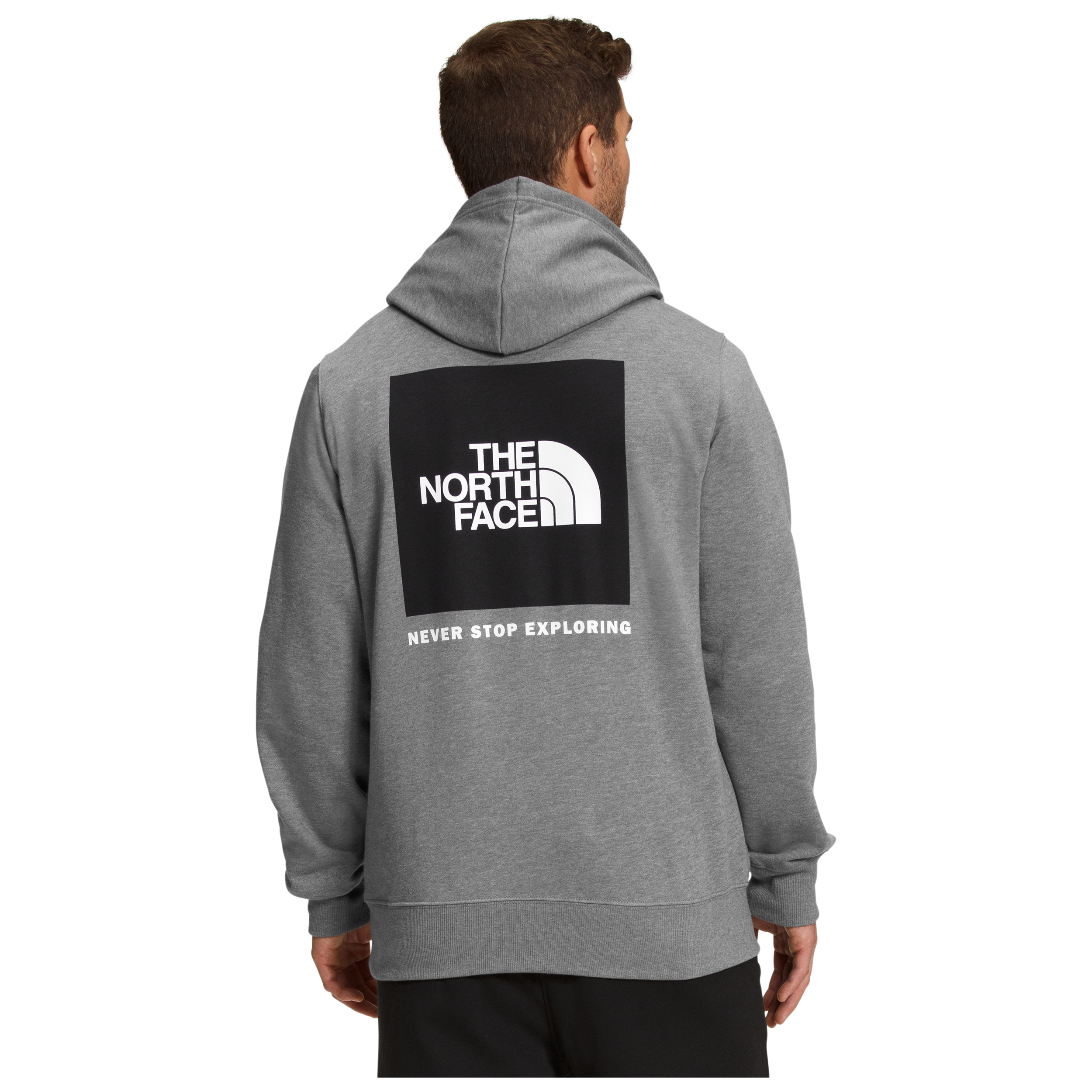 The North Face Men's Box NSE Pullover Hoodie in TNF Medium Grey Heather/TNF Black  Men's Apparel