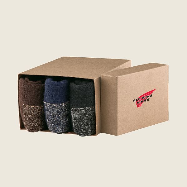 Red Wing Deep Toe Capped Wool Socks 3-Pack 97663 in Multicolor