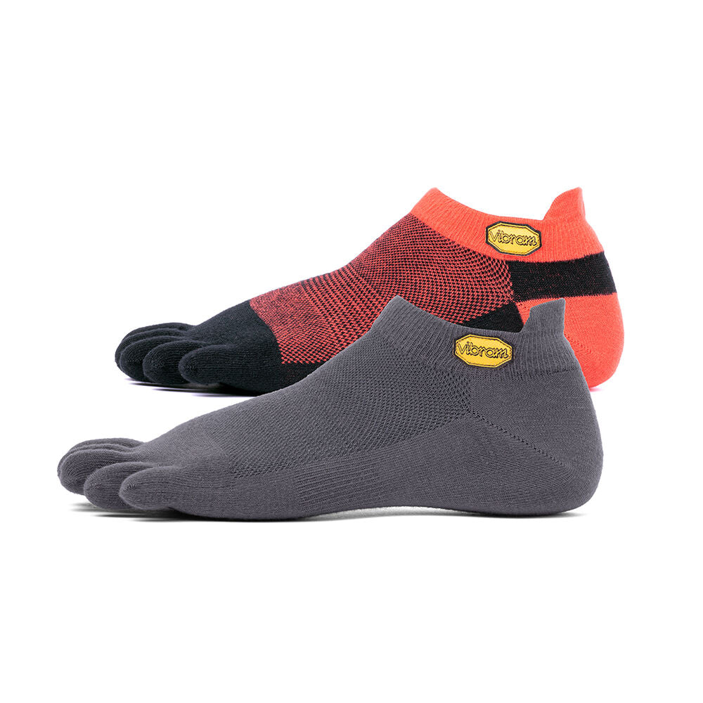 Vibram 5Toe Sock No Show 2 Pack in Dark Grey/Red Black  Socks