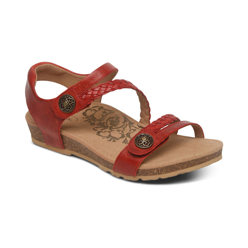 Aetrex Women's Jillian Braided Quarter Strap in Red  Women's Footwear