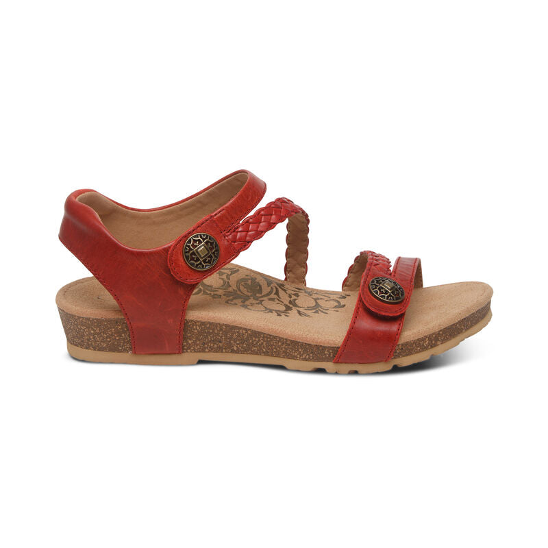 Aetrex Women's Jillian Braided Quarter Strap in Red  Women's Footwear