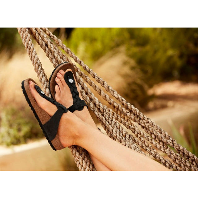 Birkenstock Gizeh Braid Oiled Leather Sandal in Black  Women's Footwear