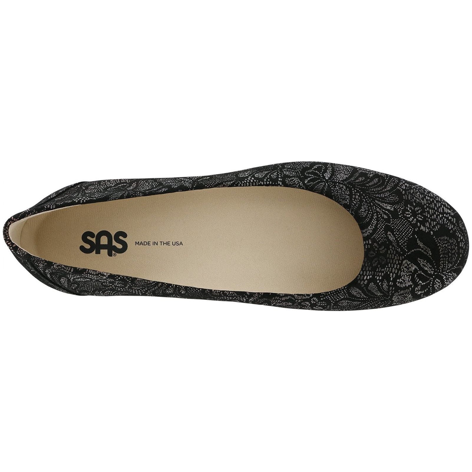 SAS Women's Scenic Ballet Flat in Black Lace Wide  Women's Footwear