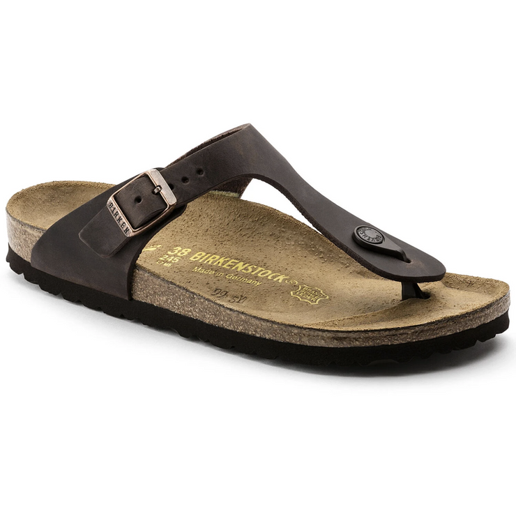 Birkenstock Gizeh Oiled Leather Classic Footbed Sandal in Habana
