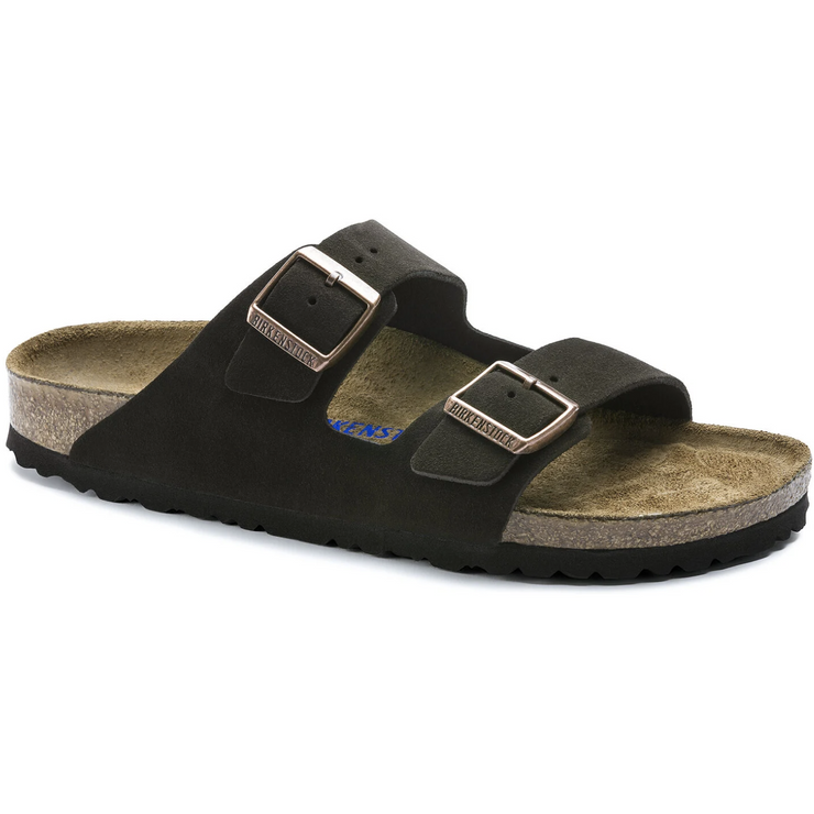Birkenstock Arizona Suede Leather Soft Footbed Sandal in Mocha