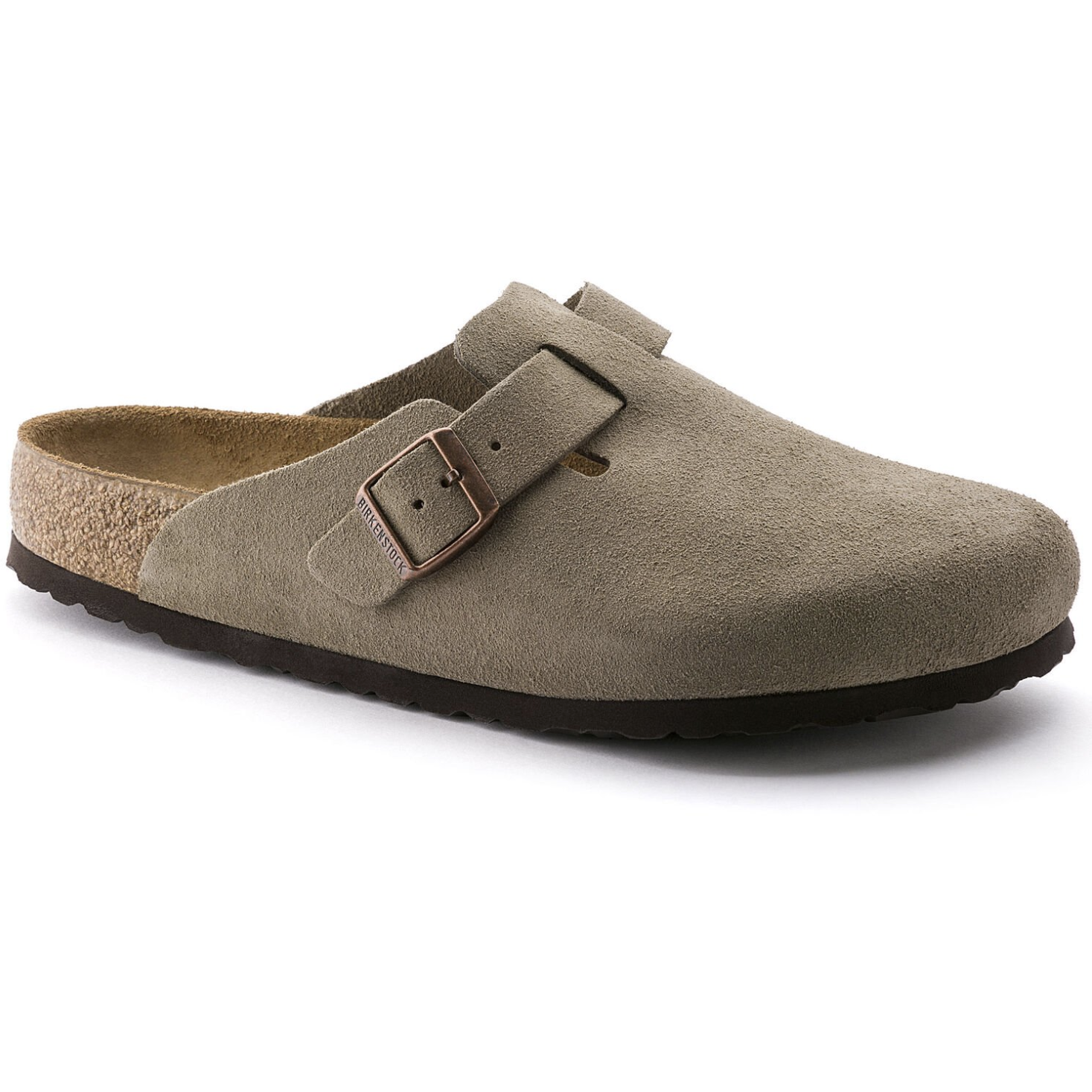 Birkenstock Boston Soft Footbed Suede Leather in Taupe