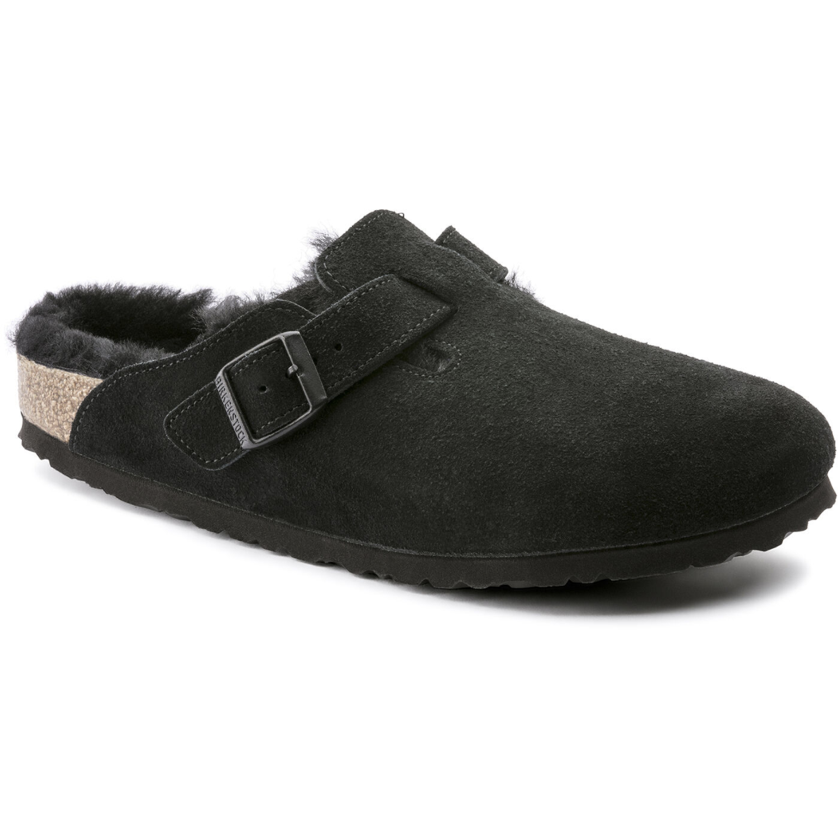 Birkenstock Boston Shearling Suede in Black  Women's Footwear