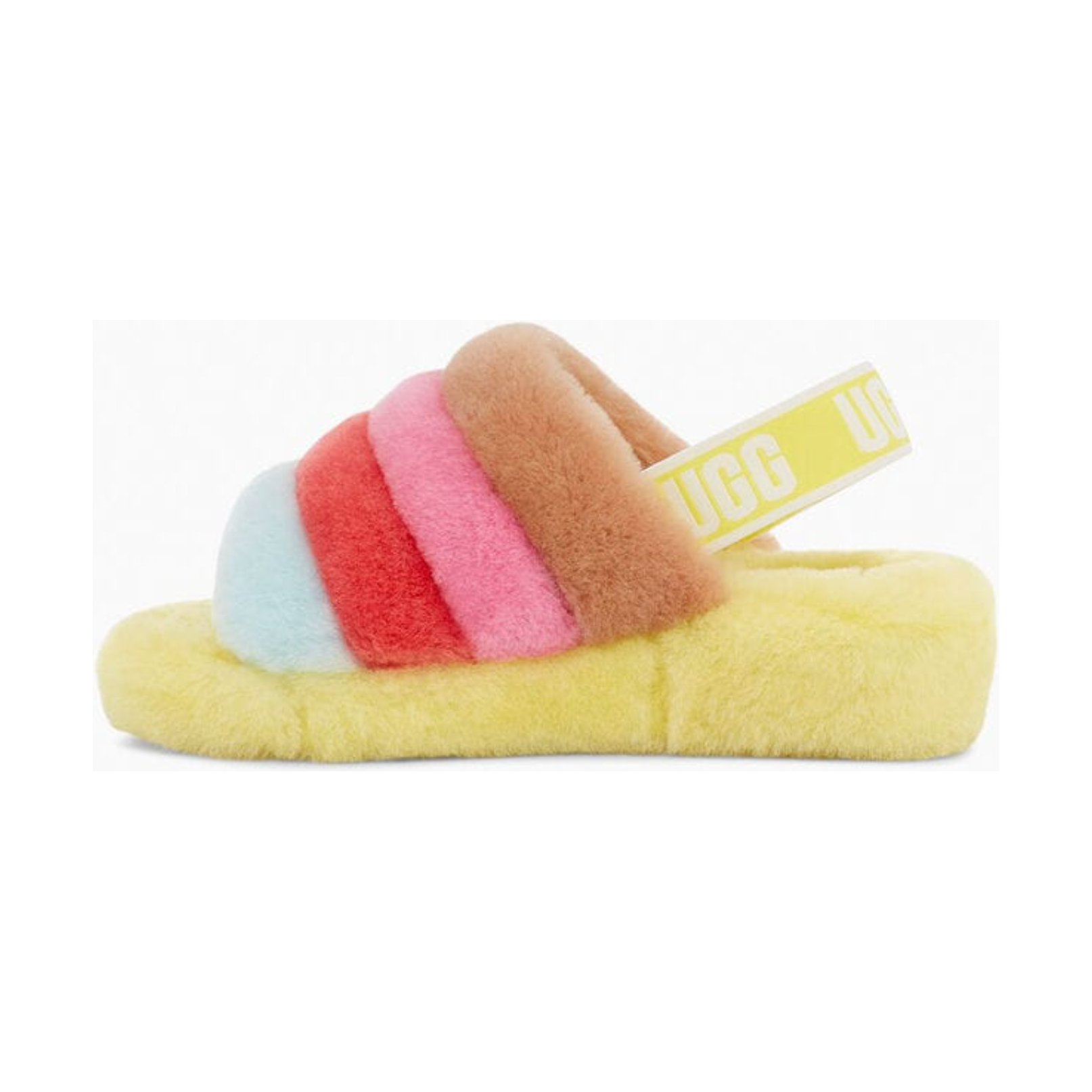 UGG Women's Fluff Yeah Sundae Slide in Yellow Multi  Women's Footwear