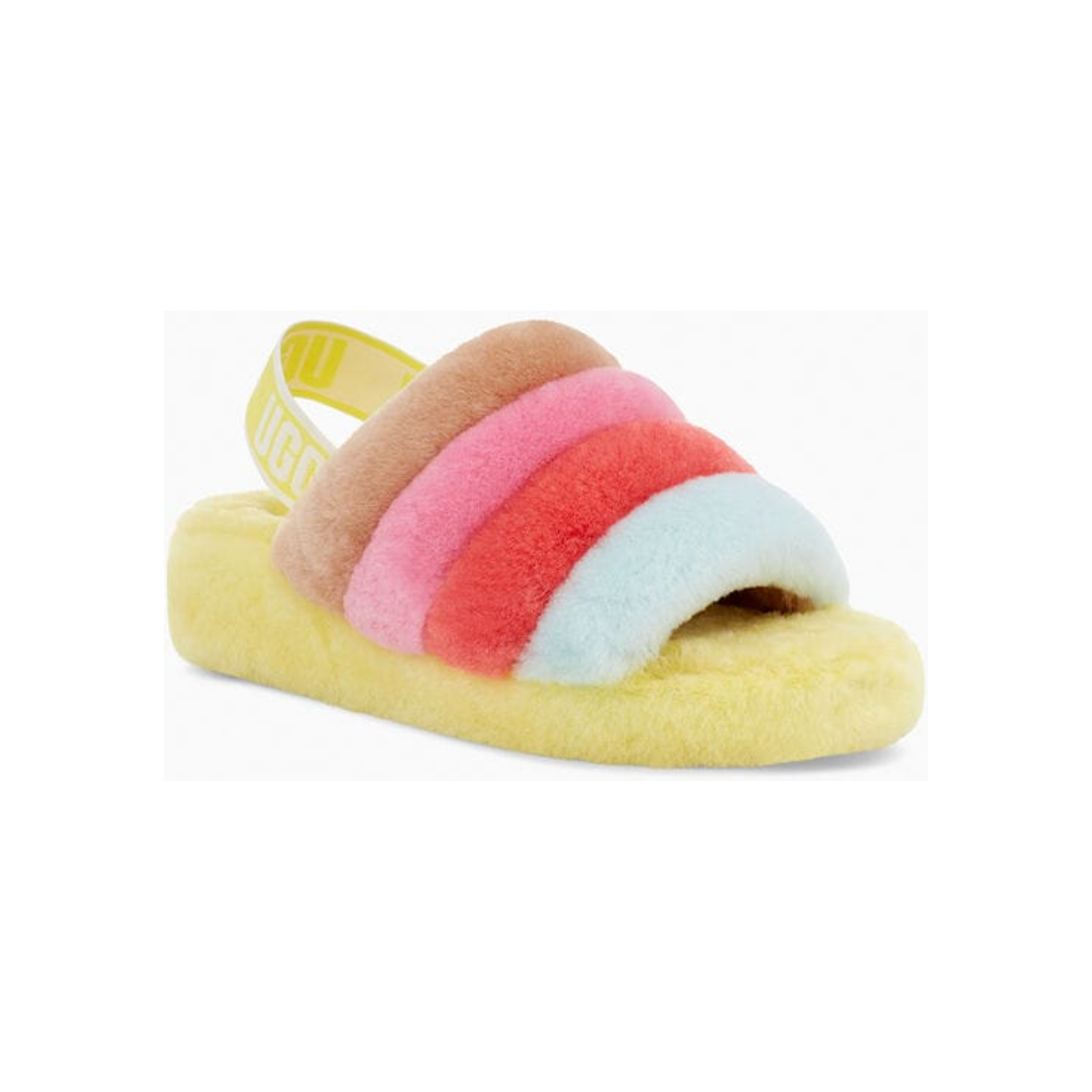 UGG Women's Fluff Yeah Sundae Slide in Yellow Multi  Women's Footwear