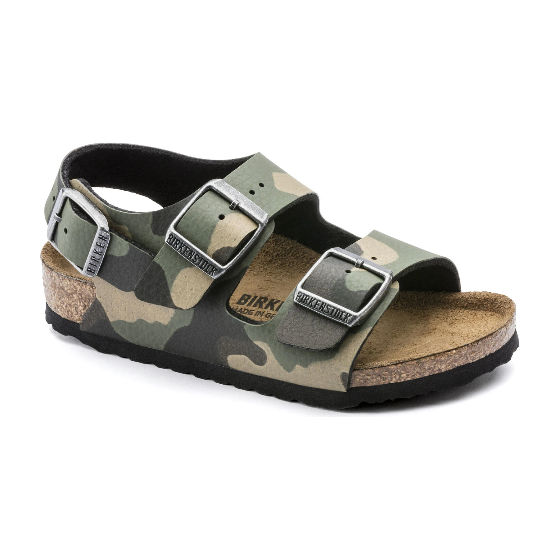 Birkenstock Kid's Milano Birko-Flor in Desert Soil Camo Khaki  Kid