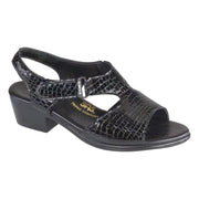SAS Women's Suntimer Heel Strap Sandal in Black Croc Wide  Women's Footwear