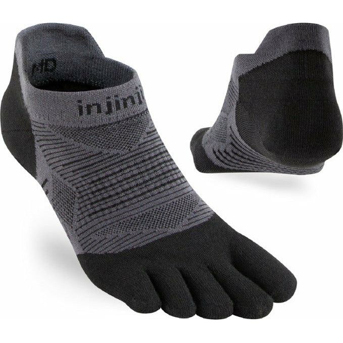 Injinji Men's Run Lightweight No-Show Sock in Black  Accessories