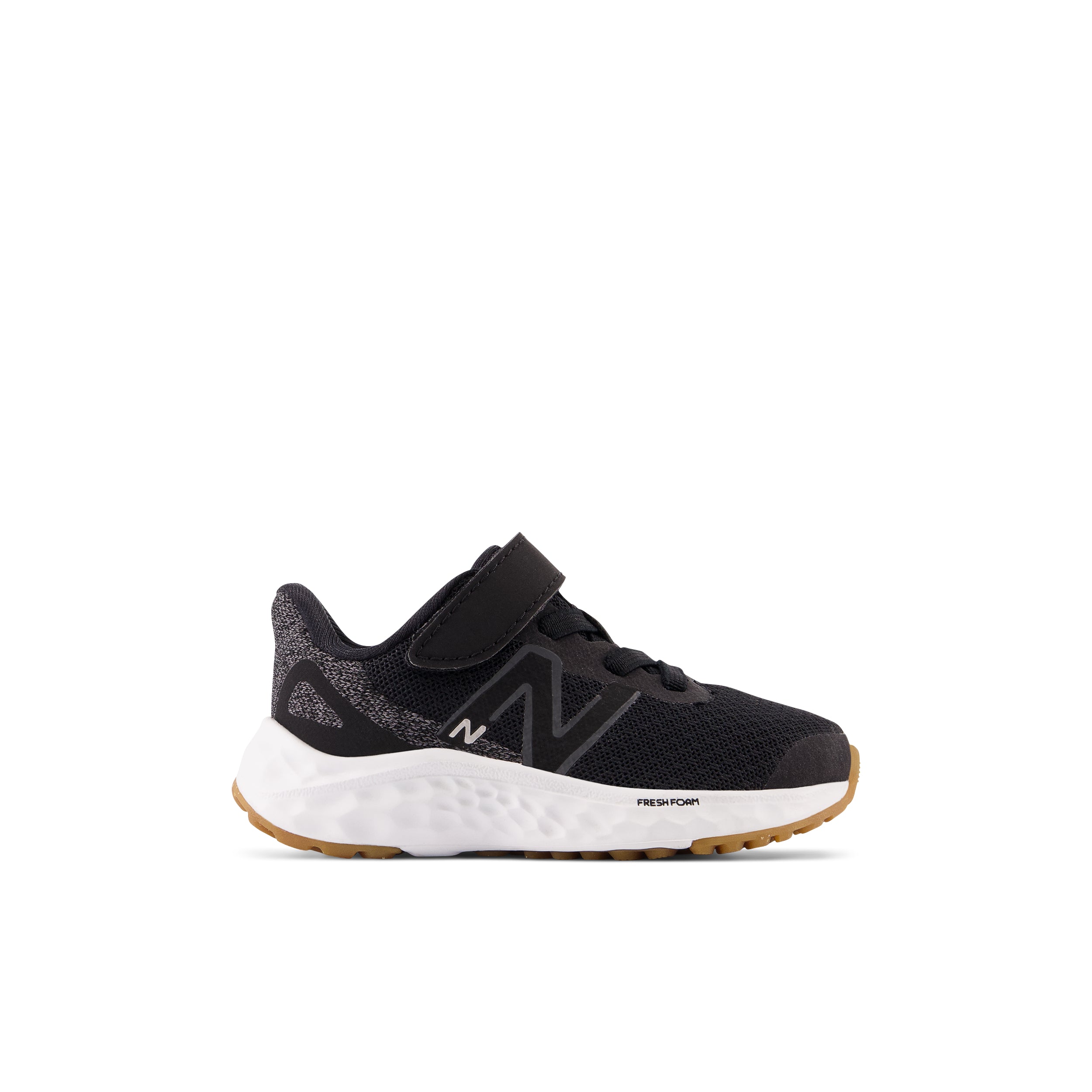 New Balance Infant's Fresh Foam Arishi V4 Bungee Lace with Top Strap in Black with White  Kid