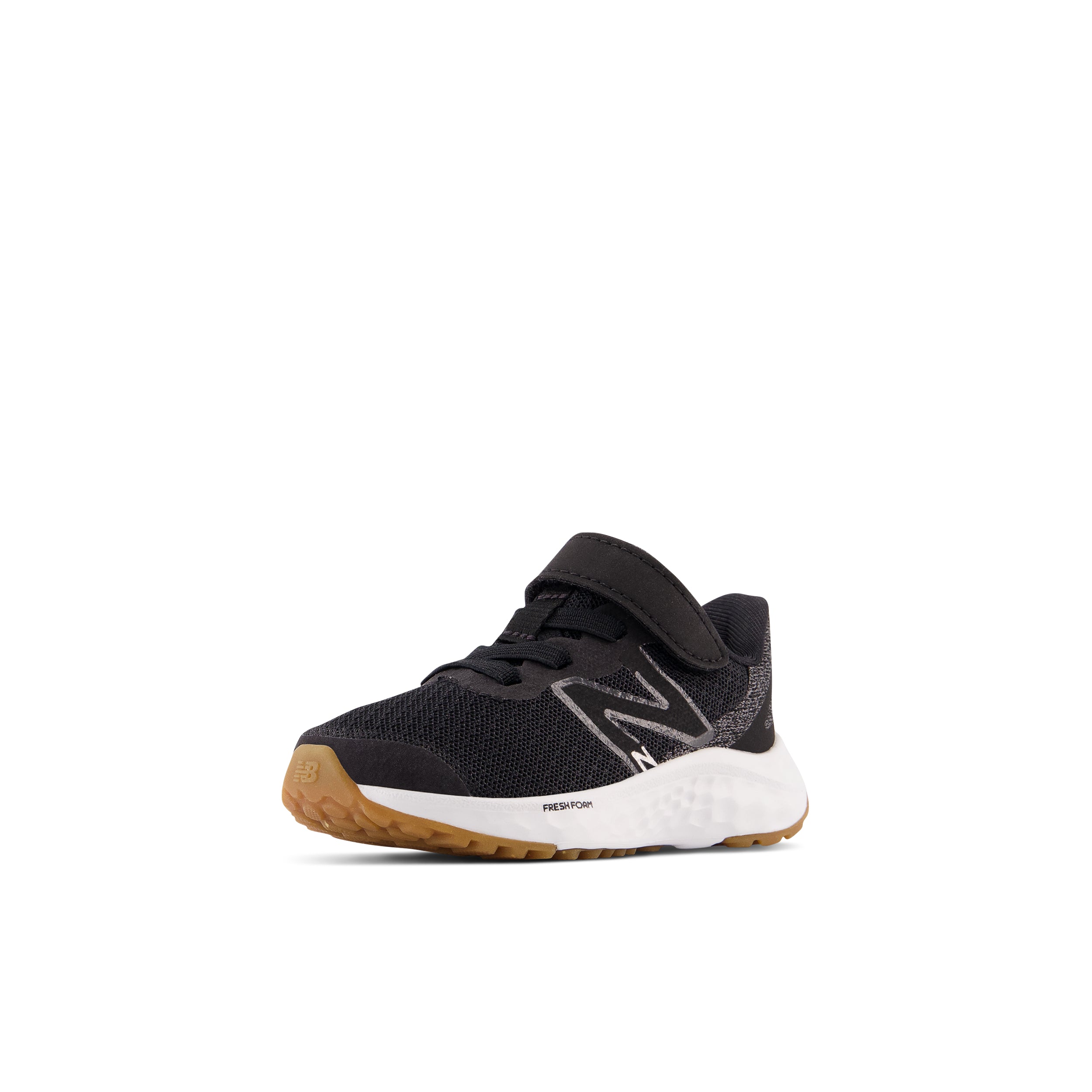 New Balance Infant's Fresh Foam Arishi V4 Bungee Lace with Top Strap in Black with White  Kid