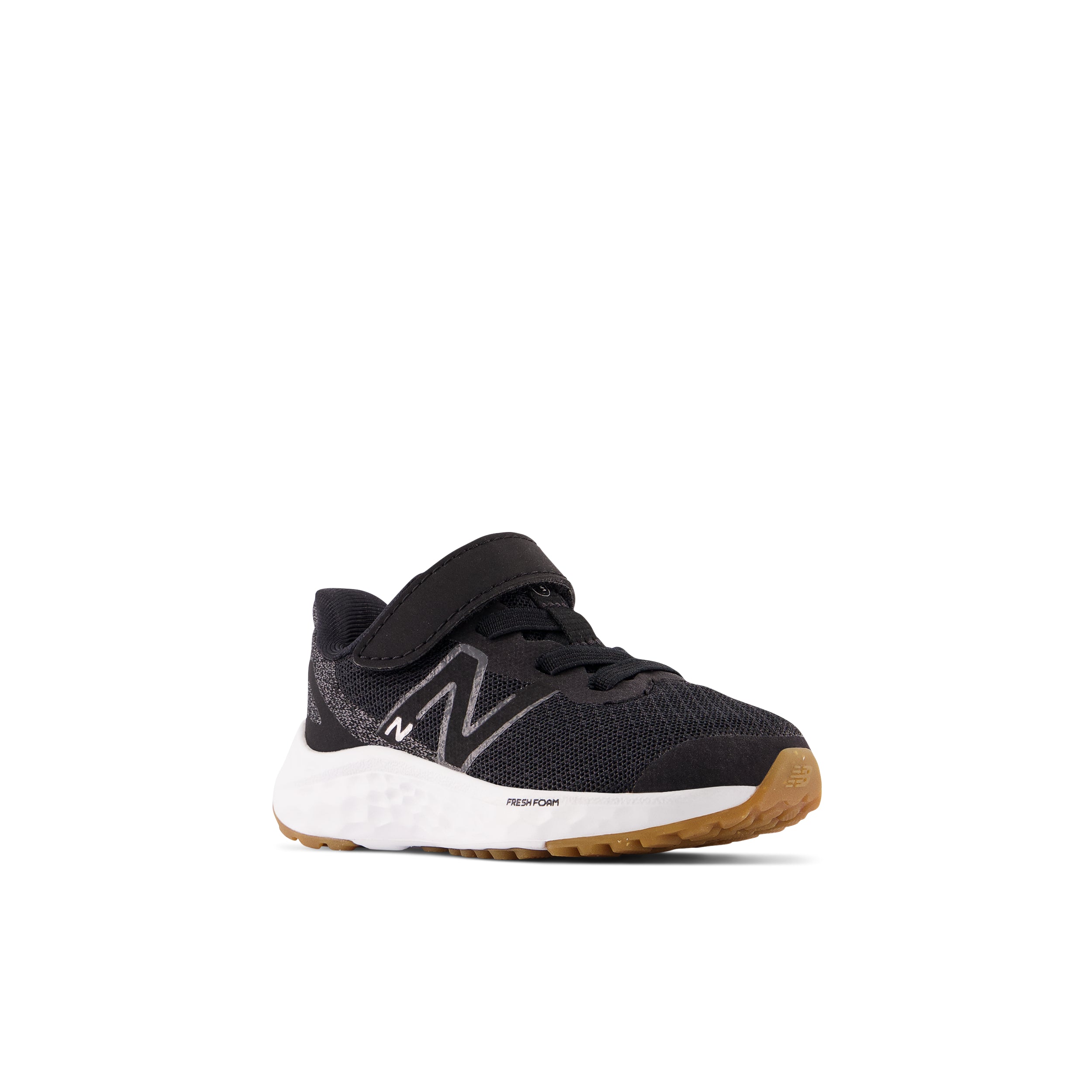 New Balance Infant's Fresh Foam Arishi V4 Bungee Lace with Top Strap in Black with White  Kid