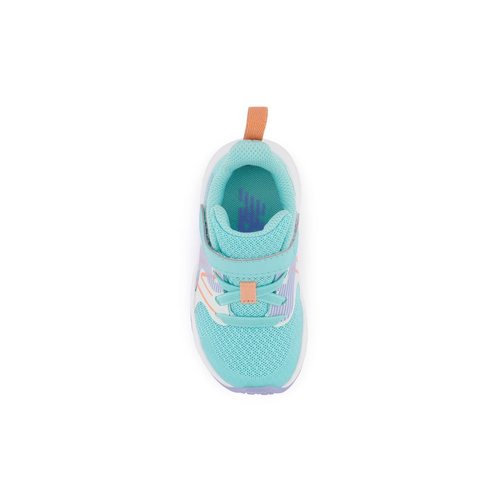 New Balance Kids' Crib & Toddlers Rave Run v2 Bungee Lace w Hook & Loop Top Strap in Surf w Peach Glaze & Magic Hour  Kid's Footwear