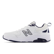New Balance Men's MX857V3 in White with Navy and Rain Cloud  Men's Footwear